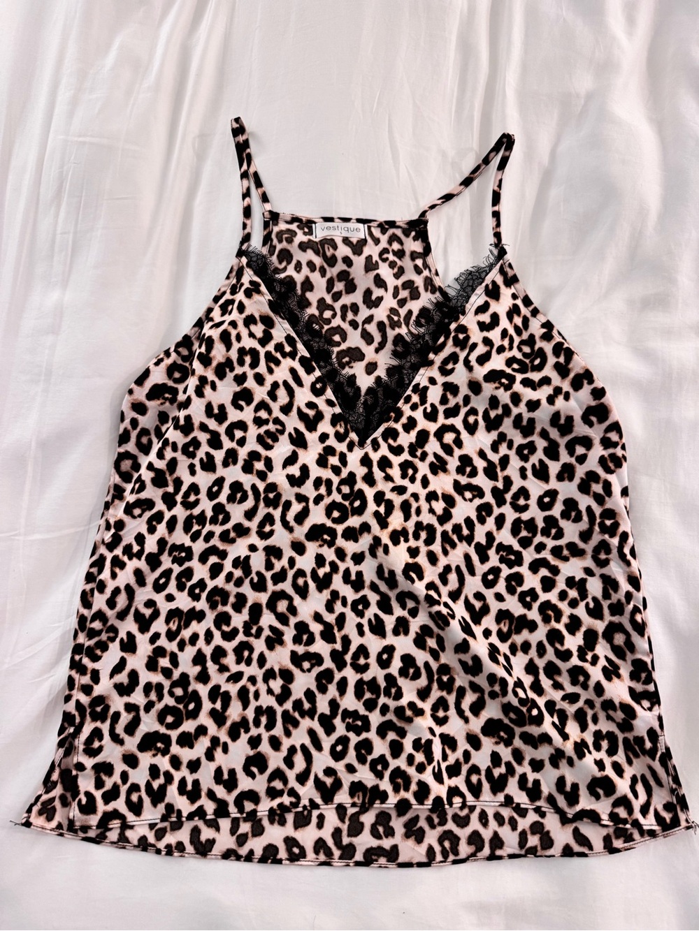 Vestique Leopard Print Lace-Trim Camisole Size Small